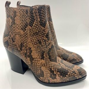 ALVA Leather Python Snake Booties Ankle Boots